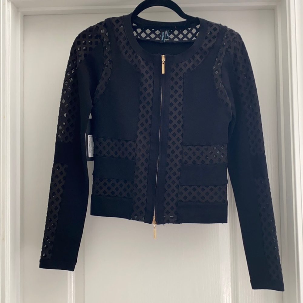 NWT black Marciano bandage and cut out jacket